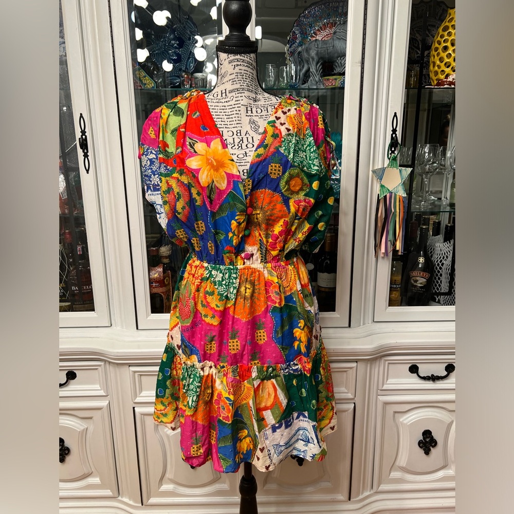 Farm Rio Sunny Mix Mini Dress multicolor summer NWOT